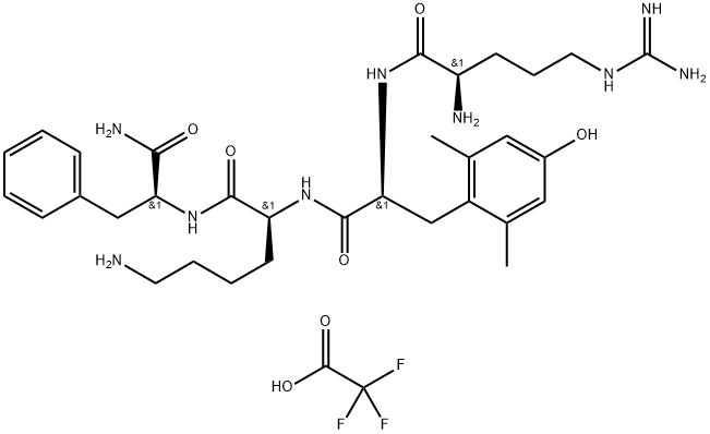 L-Phenylalaninamide, D-arginyl-2,6-dimethyl-L-tyrosyl-L-lysyl-, 2,2,2-trifluoroacetate (1:1) 구조식 이미지