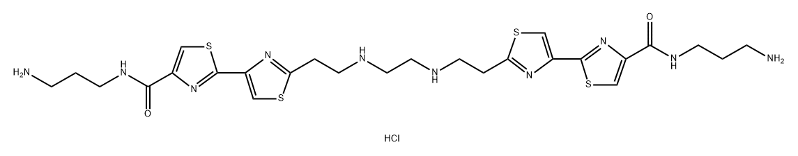 N,N'-bis(2-(4-(3-aminopropylcarbamoyl)-2,4'-bithiazol-2'-yl)ethyl)ethylenediamine Structure