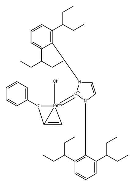 Palladium, [1,3-bis[2,6-bis(1-ethylpropyl)phenyl]-1,3-dihydro-2H-imidazol-2-ylidene]chloro[(1,2,3-η)-1-phenyl-2-propen-1-yl]- Structure