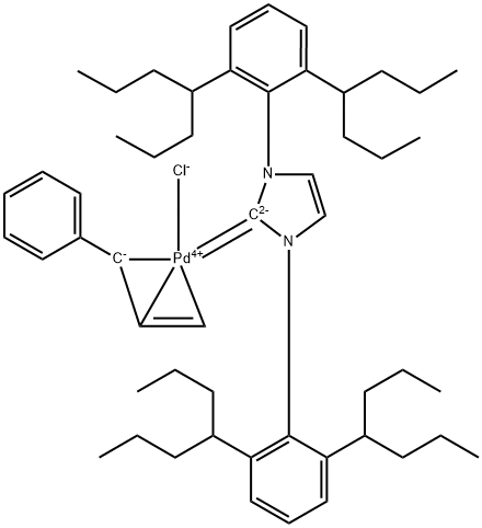 Palladium, [1,3-bis[2,6-bis(1-propylbutyl)phenyl]-1,3-dihydro-2H-imidazol-2-ylidene]chloro[(1,2,3-η)-1-phenyl-2-propen-1-yl]- Structure