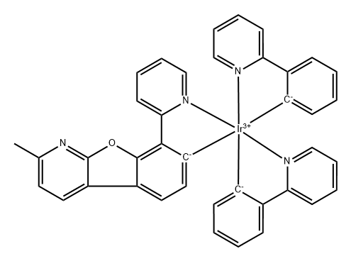 Bis(2-phenylpyridine-N,C2)-[2-methyl-8-(2-pyridyl-N)benzofuran[2,3-b]pyridinyl-C7] Structure