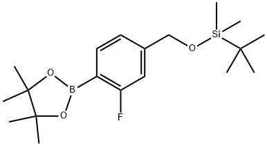 1,3,2-Dioxaborolane, 2-[4-[[[(1,1-dimethylethyl)dimethylsilyl]oxy]methyl]-2-fluorophenyl]-4,4,5,5-tetramethyl- 구조식 이미지