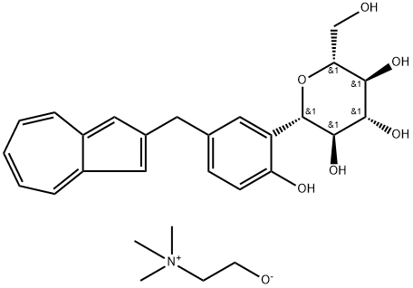 D-Glucitol, 1,5-anhydro-1-C-[5-(2-azulenylmethyl)-2-hydroxyphenyl]-, compd. with 2-hydroxy-N,N,N-trimethylethanaminium inner salt (1:1) Structure