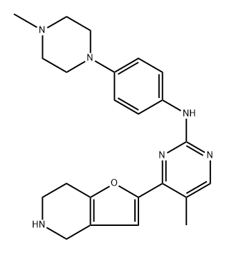 5-Methyl-N-[4-(4-methyl-1-piperazinyl)phenyl]-4-(4,5,6,7-tetrahydrofuro[3,2-c]pyridin-2-yl)-2-pyrimidinamine 구조식 이미지