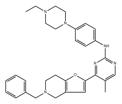 N-[4-(4-Ethyl-1-piperazinyl)phenyl]-5-methyl-4-[4,5,6,7-tetrahydro-5-(phenylmethyl)furo[3,2-c]pyridin-2-yl]-2-pyrimidinamine Structure