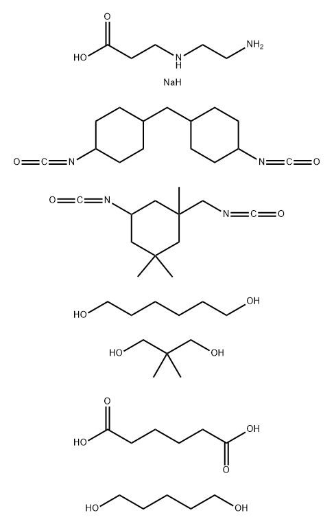 .beta.-Alanine, N-(2-aminoethyl)-, monosodium salt, polymer with 2,2-dimethyl-1,3-propanediol, hexanedioic acid, 1,6-hexanediol, 5-isocyanato-1-(isocyanatomethyl)-1,3,3-trimethylcyclohexane, 1,1-methylenebis4-isocyanatocyclohexane and 1,5-pentanediol Structure