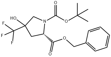 1,2-Pyrrolidinedicarboxylic acid, 4-hydroxy-4-(trifluoromethyl)-, 1-(1,1-dimethylethyl) 2-(phenylmethyl) ester, (2S)- Structure