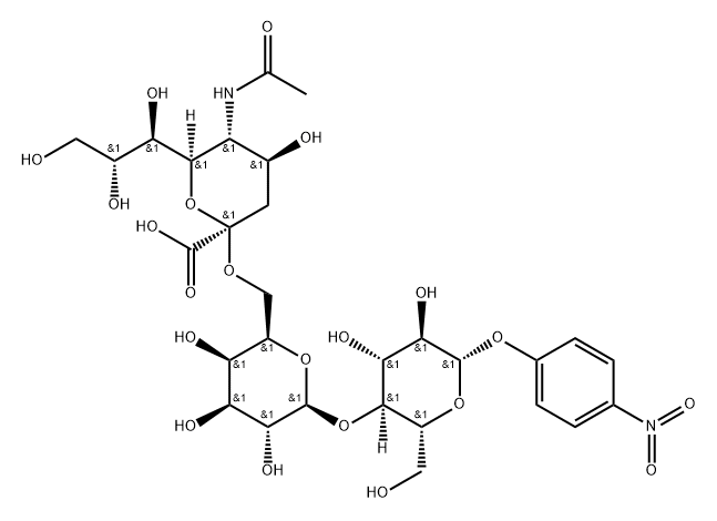 4-Nitrophenyl O-(N-acetyl-a-neuraminosyl)-(2-3)-b-D-galactopyranosyl-(1-4)-b-D-glucopyranoside Structure