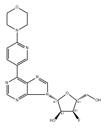 9-(3-Deoxy-3-fluoro-β-D-ribofuranosyl)-6-[6-(4-morpholinyl)pyridin-3-yl]purine 구조식 이미지