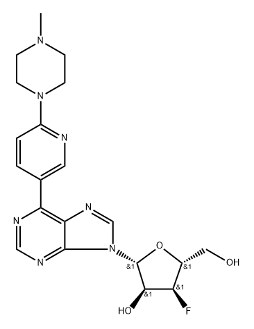 9-(3-Deoxy-3-fluoro-β-D-ribofuranosyl)-6-[6-(4-methylpiperazinyl) pyridin-3-yl]purine Structure
