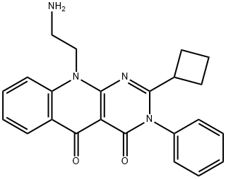 Pyrimido[4,5-b]quinoline-4,5(3H,10H)-dione, 10-(2-aminoethyl)-2-cyclobutyl-3-phenyl- 구조식 이미지