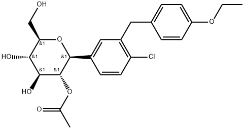 D-Glucitol, 1,5-anhydro-1-C-[4-chloro-3-[(4-ethoxyphenyl)methyl]phenyl]-, 2-acetate, (1S)- 구조식 이미지