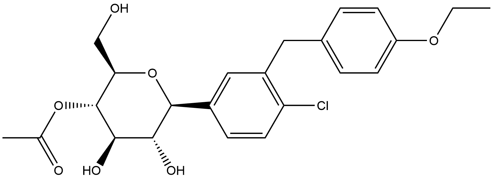 D-Glucitol, 1,5-anhydro-1-C-[4-chloro-3-[(4-ethoxyphenyl)methyl]phenyl]-, 4-acetate, (1S)- Structure