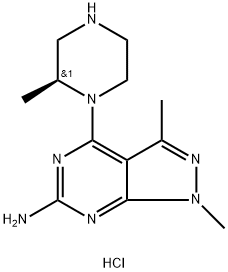 (S)-1,3-Dimethyl-4-(2-methylpiperazin-1-yl)-1H-pyrazolo[3,4-d]pyrimidin-6-amine hydrochloride Structure