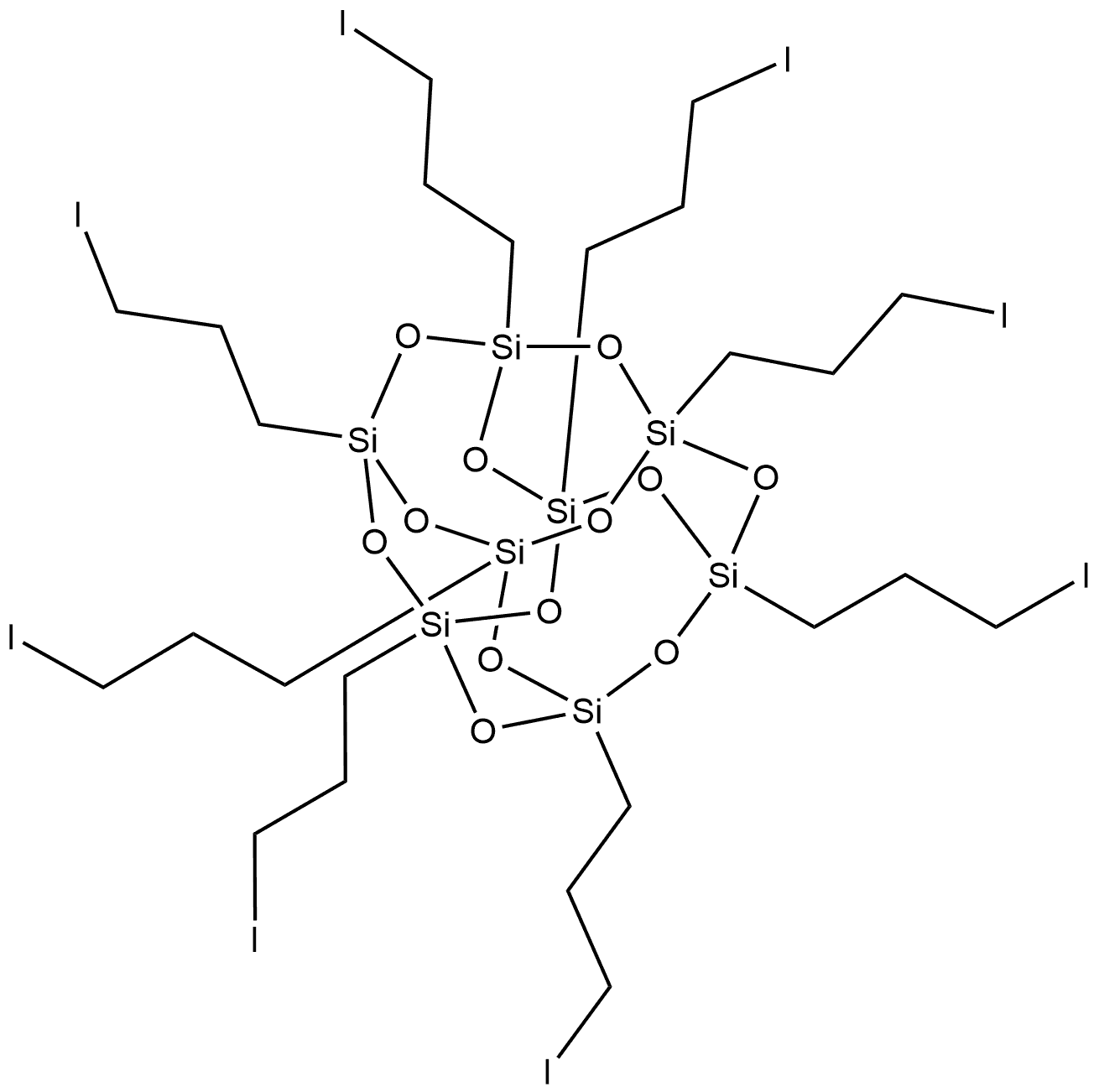 Pentacyclo[9.5.1.13,9.15,15.17,13]octasiloxane, 1,3,5,7,9,11,13,15-octakis(3-iodopropyl)- Structure