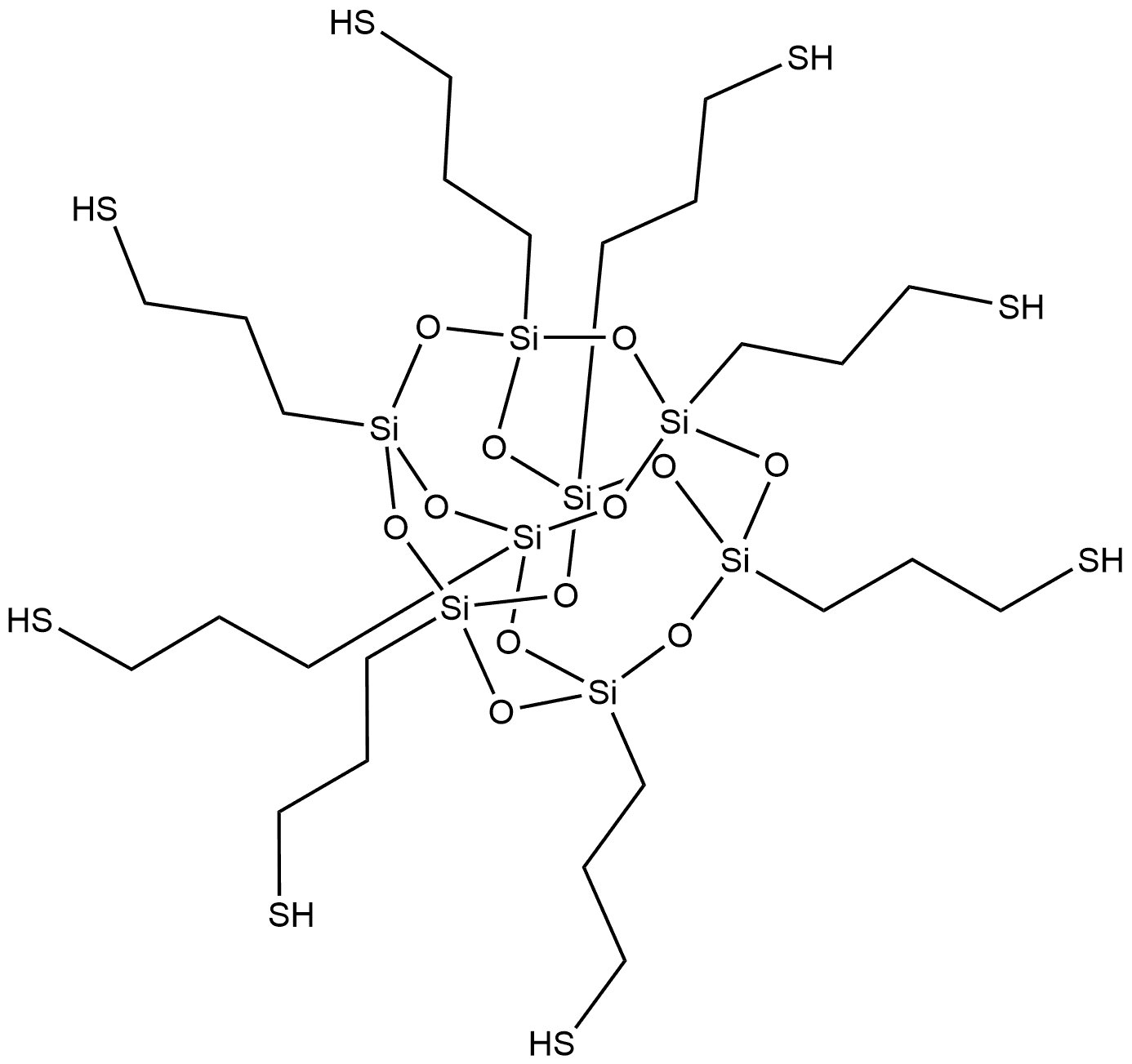 Pentacyclo[9.5.1.13,9.15,15.17,13]octasiloxane-1,3,5,7,9,11,13,15-octapropanethiol Structure