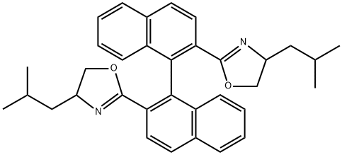 Oxazole, 2,2'-(1S)-[1,1'-binaphthalene]-2,2'-diylbis[4,5-dihydro-4-(2-methylpropyl)-, (4S,4'S)- 구조식 이미지