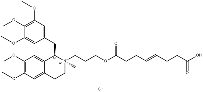 Isoquinolinium, 2-[3-[[(4E)-7-carboxy-1-oxo-4-hepten-1-yl]oxy]propyl]-1,2,3,4-tetrahydro-6,7-dimethoxy-2-methyl-1-[(3,4,5-trimethoxyphenyl)methyl]-, chloride (1:1), (1R,2R)- Structure