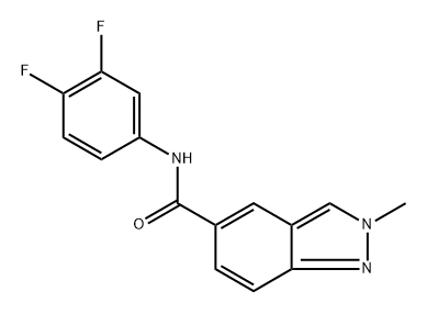 N-(3,4-difluorophenyl)-2-methyl-2H-indazole-5-carboxamide (NTZ-1472) 구조식 이미지