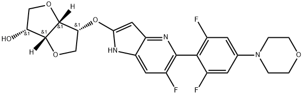 D-Mannitol, 1,4:3,6-dianhydro-2-O-[5-[2,6-difluoro-4-(4-morpholinyl)phenyl]-6-fluoro-1H-pyrrolo[3,2-b]pyridin-2-yl]- Structure