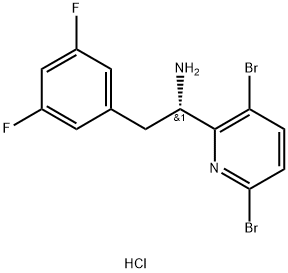 (S)-1-(3,6-Dibromopyridin-2-yl)-2-(3,5-difluorophenyl)ethan-1-amine hydrochloride Structure