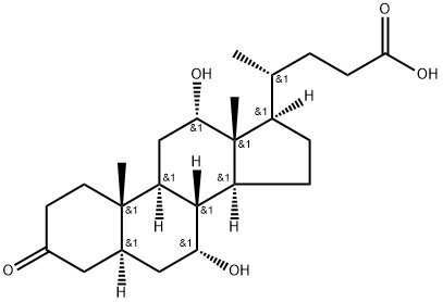 3-케토-7α,12α-디하이드록시-5α-콜란산 구조식 이미지