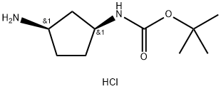 rac-tert-butyl N-[(1R,3S)-3-aminocyclopentyl]carbamate hydrochloride 구조식 이미지