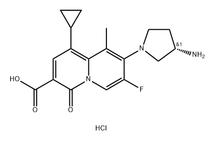 4H-Quinolizine-3-carboxylicacid, 8-[(3S)-3-amino-1-pyrrolidinyl]-1-cyclopropyl-7-fluoro-9-methyl-4-oxo-,hydrochloride (1:1) 구조식 이미지