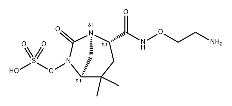 (1R,2S,5R)-2-[[(2-Aminoethoxy)amino] carbonyl]-4,4-dimethyl-7-oxo-1,6-diazabicyclo [3.2.1]oct-6-yl hydrogen sulfate Structure