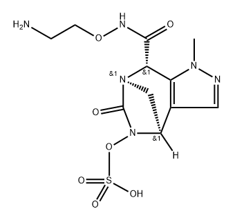 (4R,7R,8S)-N-(2-Aminoethoxy)-4,5,6,8-tetrah ydro-1-methyl-6-oxo-5-(sulfooxy)-1H-4,7- methanopyrazolo[3,4-e][1,3]diazepine-8- carboxamide 구조식 이미지