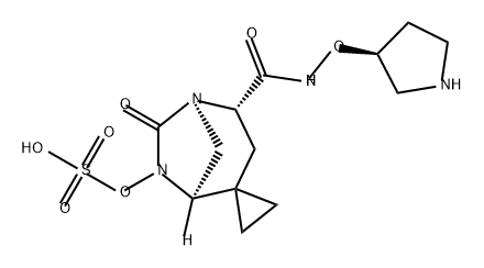 (1R,4S)-6-oxo-N-[(3S)-pyrrolidin-3-yloxy]-7-(sulfooxy)-5,7-diazaspiro[bicyclo[3.2.1]octane-2,1'-cyclopropane]-4-carboxamide Structure