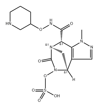 (4R,7R,8S)-4,5,6,8-Tetrahydro-1-methyl-6-oxoN-(3-piperidinyloxy)-5-(sulfooxy)-1H-4,7- methanopyrazolo[3,4-e][1,3]diazepine-8- carboxamide Structure