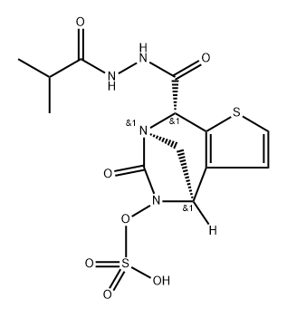 (4R,7R,8R)-4,5,6,8-Tetrahydro-6-oxo-5- (sulfooxy)-4,7-methano-7H-thieno[2,3-e][1,3] diazepine-8-carboxylic acid 8-[2-(2-methyl-1- oxopropyl)hydrazide] Structure