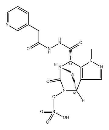 (4R,7R,8S)-4,5,6,8-Tetrahydro-1-methyl-6-oxo5-(sulfooxy)-1H-4,7-methanopyrazolo[3,4-e] [1,3]diazepine-8-carboxylic acid 8-[2-[2-(3- pyridinyl)acetyl]hydrazide] Structure