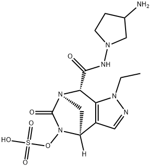 (4R,7R,8S)-N-(3-Amino-1-pyrrolidinyl)-1-ethyl4,5,6,8-tetrahydro-6-oxo-5-(sulfooxy)-1H-4,7- methanopyrazolo[3,4-e][1,3]diazepine-8- carboxamide Structure