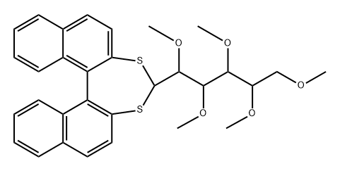 D-Glucose, 2,3,4,5,6-penta-O-methyl-, cyclic (S)-1,1-binaphthalene-2,2-diyl dithioacetal Structure