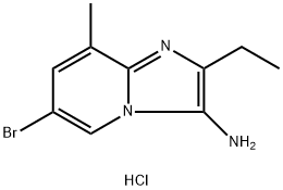 Imidazo[1,2-a]pyridin-3-amine, 6-bromo-2-ethyl-8-methyl-, hydrochloride (1:1) Structure