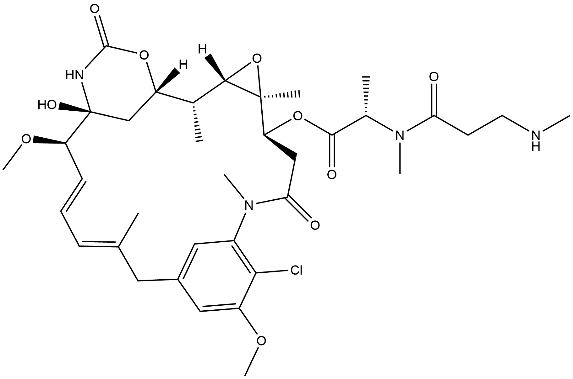 Maytansine, N2'-deacetyl-N2'-[3-(methylamino)-1-oxopropyl]- Structure