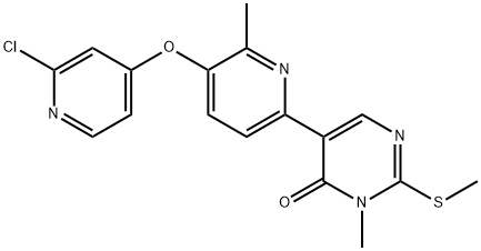 5-(5-((2-chloropyridin-4-yl)oxy)-6-methylpyridin-2-yl)-3-methyl-2-(methylthio)pyrimidin-4(3H)-one Structure