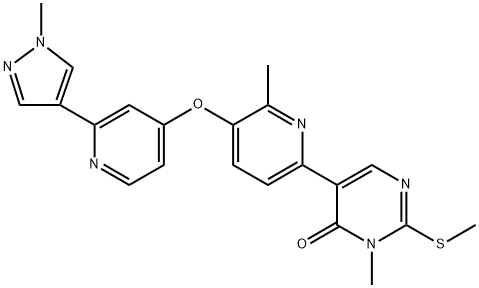 3-methyl-5-(6-methyl-5-((2-(1-methyl-1H-pyrazol-4-yl)pyridin-4-yl)oxy)pyridin-2-yl)-2-(methylthio)pyrimidin-4(3H)-one Structure