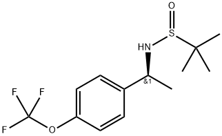 2-Propanesulfinamide, 2-methyl-N-[(1S)-1-[4-(trifluoromethoxy)phenyl]ethyl]-, [S(R)]- 구조식 이미지