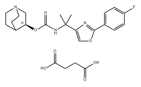 Butanedioic acid, compd. with (3S)-1-azabicyclo[2.2.2]oct-3-yl N-[1-[2-(4-fluorophenyl)-4-thiazolyl]-1-methylethyl]carbamate (1:1) Structure