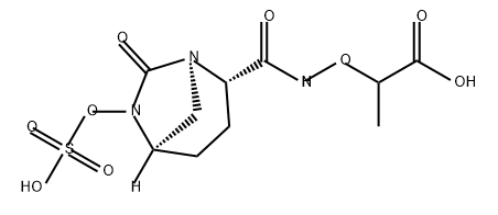 2-(((1R,2S,5R)-7-oxo-6-(sulfooxy)-1,6-diazabicyclo[3.2.1]octane-2-carboxamido)oxy)propanoic acid Structure