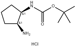 Carbamic acid, N-[(1R,2S)-2-aminocyclopentyl]-, 1,1-dimethylethyl ester, hydrochloride (1:1), rel- Structure