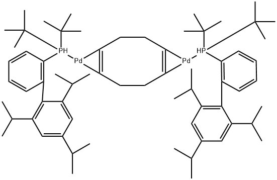 Palladium, bis[bis(1,1-dimethylethyl)[2',4',6'-tris(1-methylethyl)[1,1'-biphenyl]-2-yl]phosphine][μ-[(1,2-η:5,6-η)-1,5-cyclooctadiene]]di- Structure