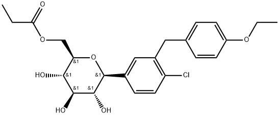 D-Glucitol, 1,5-anhydro-1-C-[4-chloro-3-[(4-ethoxyphenyl)methyl]phenyl]-, 6-propanoate, (1S)- 구조식 이미지