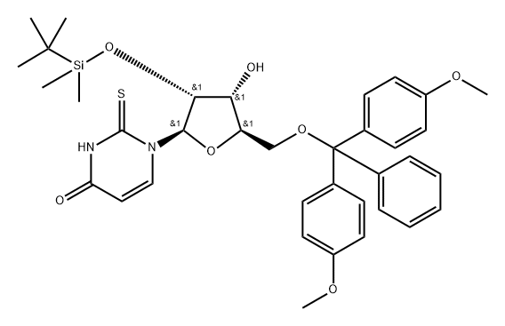 Uridine, 5'-O-[bis(4-methoxyphenyl)phenylmethyl]-2'-O-[(1,1-dimethylethyl)dimethylsilyl]-2-thio- (9CI) Structure