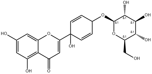 4H-1-Benzopyran-4-one, 2-[4-(β-D-glucopyranosyloxy)-1-hydroxy-2,5-cyclohexadien-1-yl]-5,7-dihydroxy- Structure