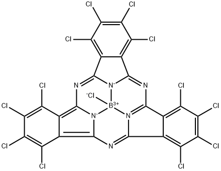 Boron, chloro[1,2,3,4,8,9,10,11,15,16,17,18-dodecachloro-7,12:14,19-diimino-21,5-nitrilo-5H-tribenzo[c,h,m][1,6,11]triazacyclopentadecinato(2-)-κN22,κN23,κN24]-, (T-4)- Structure