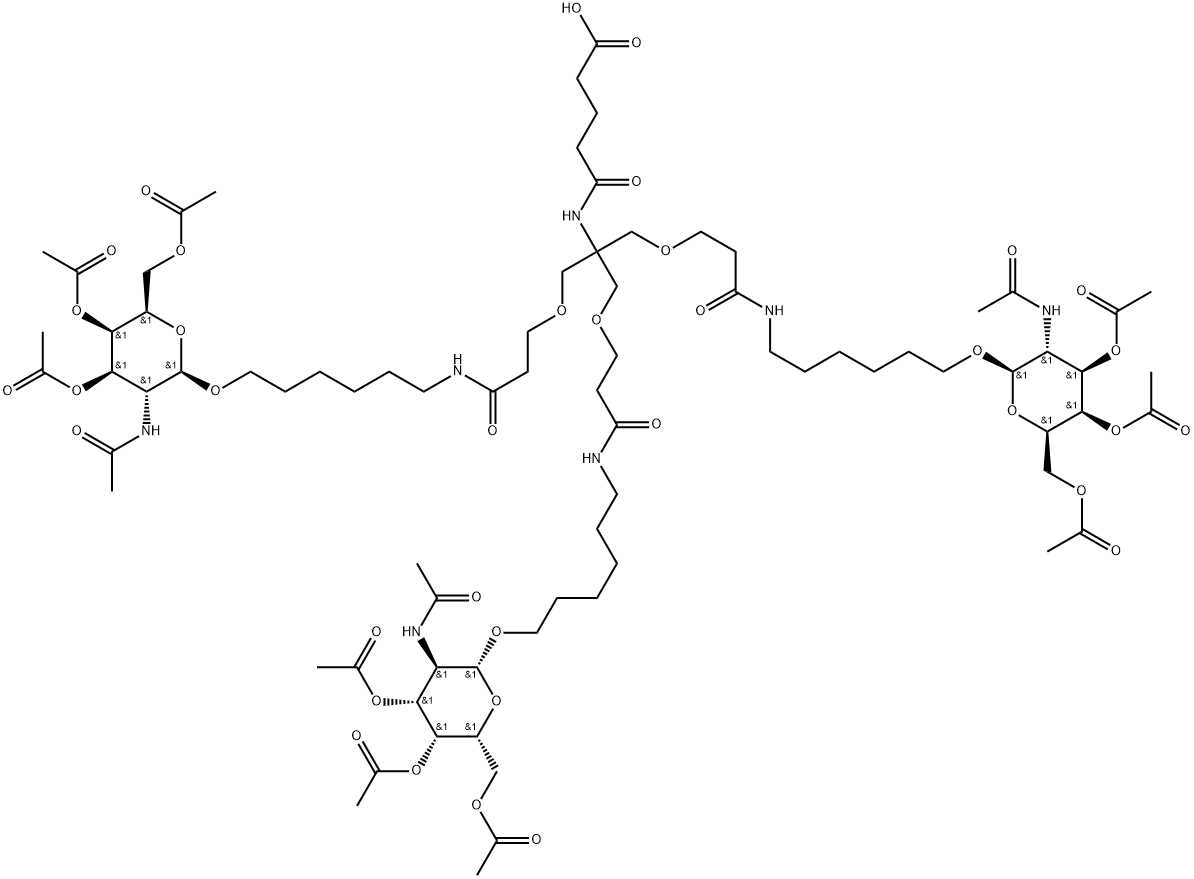Pentanoic acid, 5-oxo-5-[[2-[3-oxo-3-[[6-[[3,4,6-tri-O-acetyl-2-(acetylamino)-2-deoxy-β-D-galactopyranosyl]oxy]hexyl]amino]propoxy]-1,1-bis[[3-oxo-3-[[6-[[3,4,6-tri-O-acetyl-2-(acetylamino)-2-deoxy-β-D-galactopyranosyl]oxy]hexyl]amino]propoxy]methyl]ethyl]amino]- Structure